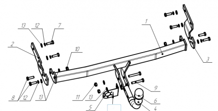 Фаркоп 4266-A Oris на Hyundai Sonata седан 2017-2019. Необходима подрезка бампера. Тип шара: A. Нагрузки: 1800/100 кг, масса фаркопа 15,5 кг (без электрики в комплекте) от магазина ФаркопРос